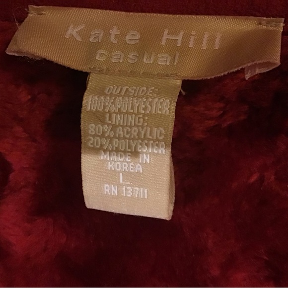 Kate Hill Red faux suede jacket lined with red fur size L - Picture 6 of 16